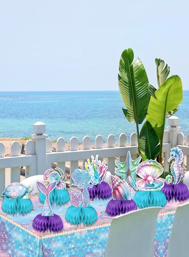 ITTEBISS 12PCS Mermaid Birthday Decorations Mermaid Birthday Honeycomb Centerpieces Mermaid Table Decorations for Under The Sea Party Decorations, Baby Shower, Ocean Theme Events, Kids Birthday Party Favors - Image 5